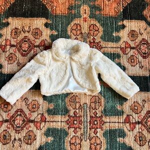 Girls custom made Chic Faux Fur Bolero Jacket - Cream
